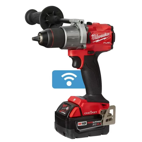 Milwaukee M18 FUEL ONE-KEY 18-Volt Lithium-Ion Brushless Cordless 1/2 in. Hammer Drill/Driver Kit with Two 5.0 Ah Batteries