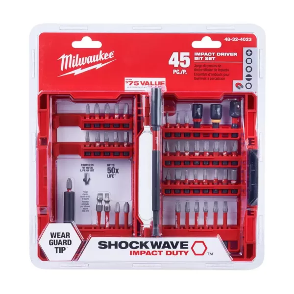 Milwaukee Hole Dozer General Purpose Bi-Metal Hole Saw Set (9-Piece) with SHOCKWAVE Impact Duty Steel Driver Bit Set (45-Piece)