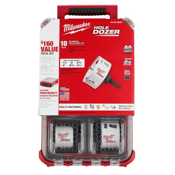 Milwaukee Hole Dozer Bi-Metal General Purpose Hole Saws, BIG HAWG Carbide Hole Saw and Driver Bit Set w/PACKOUT Cases (119-Piece)