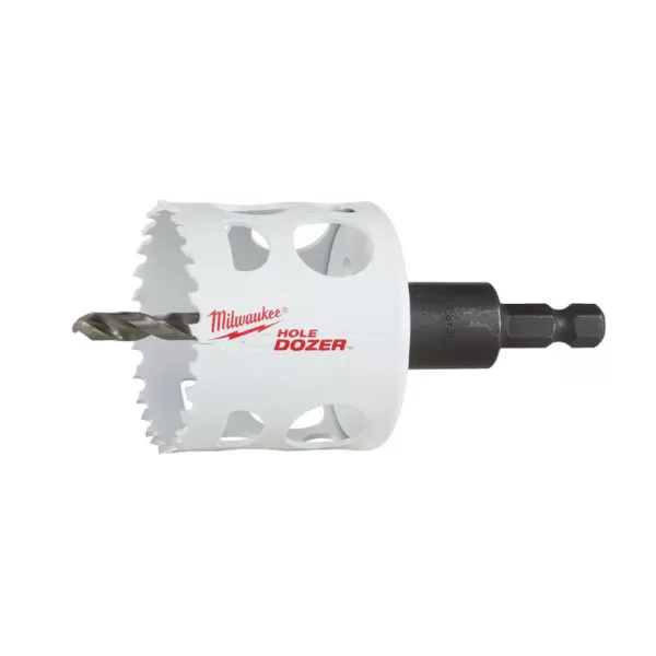 Milwaukee 2-1/8 in. Hole Dozer Bi-Metal Hole Saw with 3/8 in. Arbor & Pilot Bit