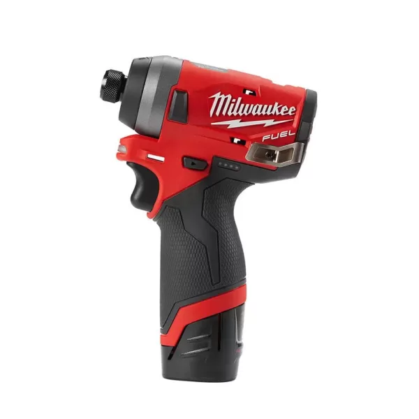 Milwaukee M12 FUEL 12-Volt Lithium-Ion Brushless Cordless 1/4 in. Hex Impact Driver/Bandsaw Combo Kit W/(1)2.0Ah Battery & Charger