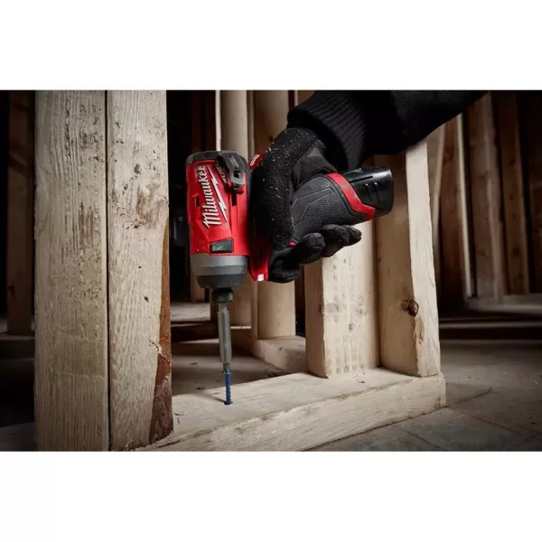 Milwaukee M12 FUEL 12-Volt Lithium-Ion Brushless Cordless 1/4 in. Hex Impact Driver Kit with Free M12 LED Flood Light