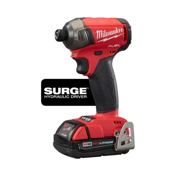 Milwaukee M18 FUEL SURGE 18-Volt Lithium-Ion Brushless Cordless 1/4 in. Hex Impact Driver Compact Kit w/(2) 2.0Ah Batteries, Case