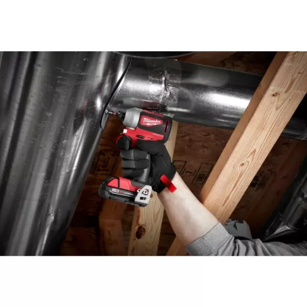 Milwaukee M18 18-Volt Lithium-Ion Compact Brushless Cordless 1/4 in. Impact Driver Kit W/ (1) 2.0 Ah Battery, Charger & Tool Bag