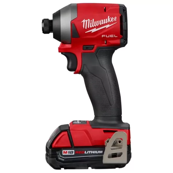 Milwaukee M18 FUEL 18-Volt Lithium-Ion Brushless Cordless 1/4 in. Hex Impact Driver Kit W/(2) 2.0Ah Batteries, Charger, Hard Case