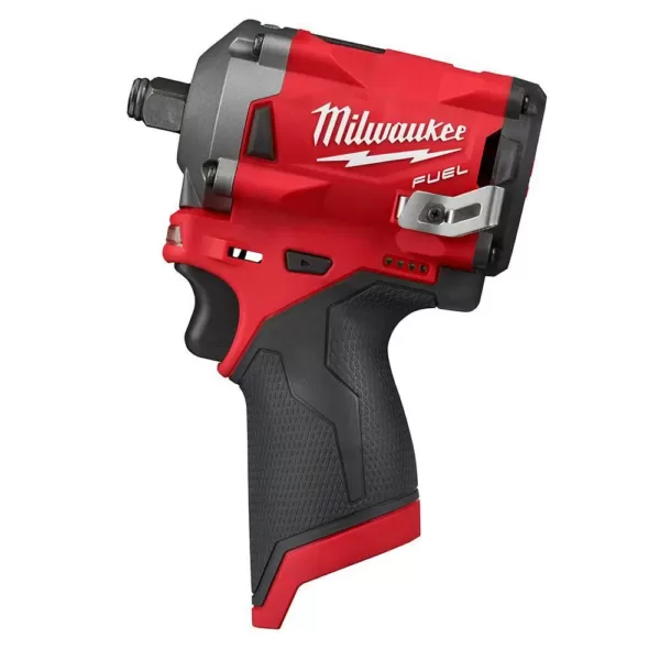 Milwaukee M12 FUEL 12-Volt Lithium-Ion Brushless Cordless Stubby 1/4 in. and 1/2 in. Impact Wrenches with two 3.0 Ah Batteries