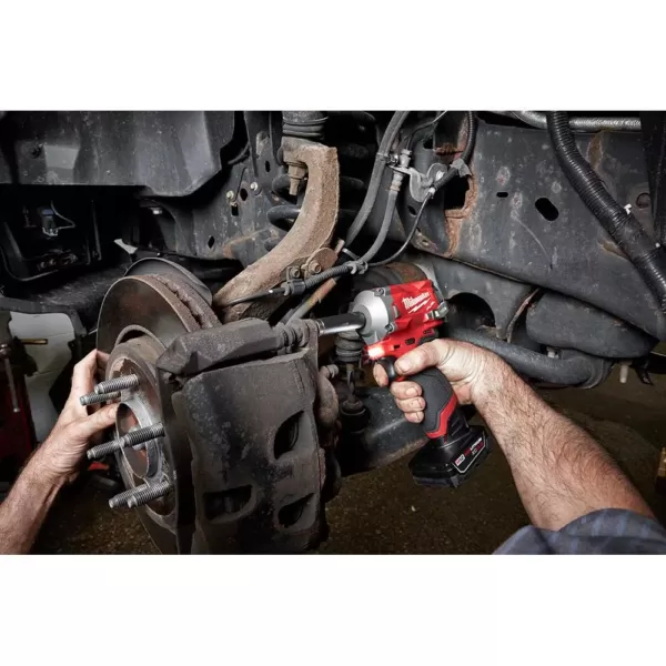 Milwaukee M12 FUEL 12-Volt Lithium-Ion Brushless Cordless Stubby 3/8 in. Impact Wrench and Ratchet Kit (Tool-Only Kit)