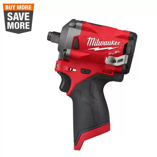 Milwaukee M12 FUEL 12-Volt Lithium-Ion Brushless Cordless Stubby 1/2 in. Impact Wrench (Tool-Only)