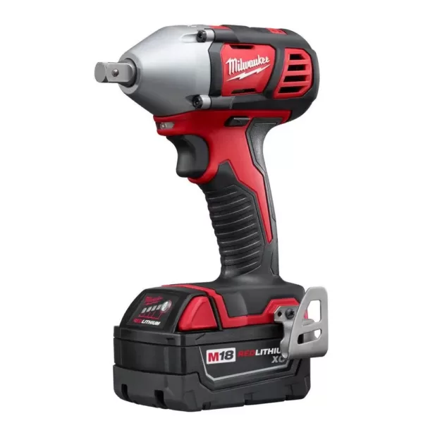 Milwaukee M18 18-Volt Lithium-Ion Cordless 1/2 in. Impact Wrench W/ Pin Detent Kit W/(2) 3.0Ah Batteries, Charger & Hard Case