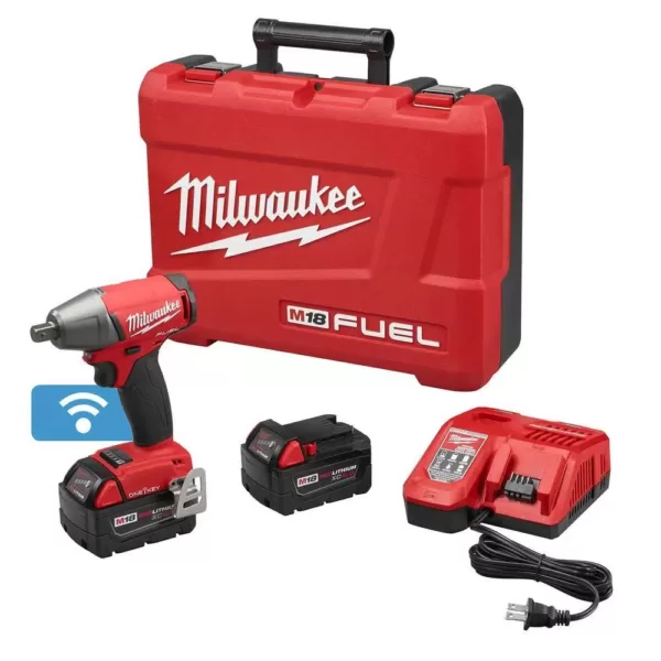 Milwaukee M18 FUEL ONE-KEY 18-Volt Lithium-Ion Brushless Cordless 1/2 in. Impact Wrench w/ Pin Detent Kit w/(2)5.0Ah Batteries