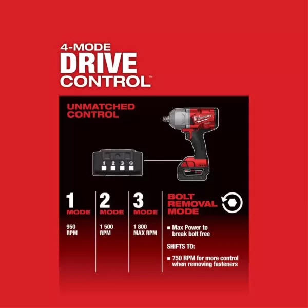 Milwaukee M18 FUEL 18-Volt Lithium-Ion Brushless Cordless 1/2 in. Impact Wrench with Pin Detent (Tool-Only)