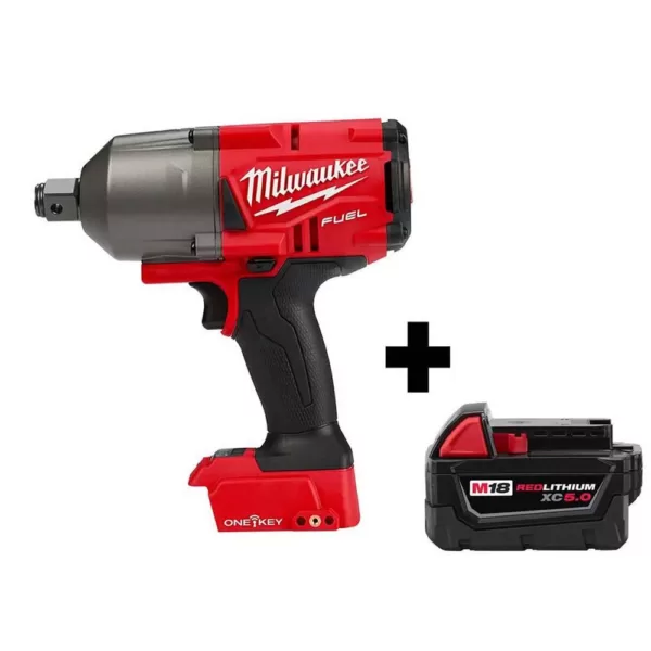 Milwaukee M18 FUEL ONE-KEY 18-Volt Lithium-Ion Brushless Cordless 3/4 in. Impact Wrench w/ Friction Ring & M18 5.0 Ah Battery