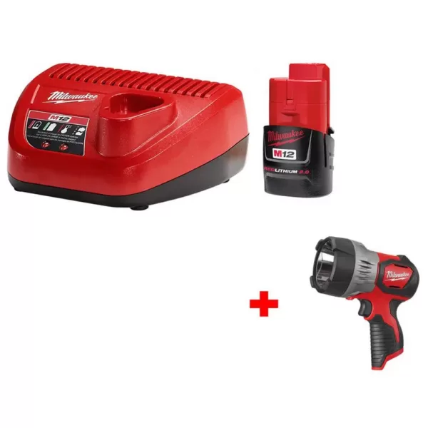 Milwaukee M12 12-Volt Lithium-Ion Cordless Starter Kit with M12 12-Volt Lithium-Ion Cordless LED Spotlight