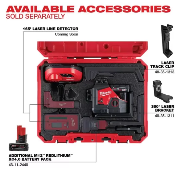 Milwaukee M12 12-Volt Lithium-Ion Cordless Green 250 ft. 3-Plane Laser Level Kit with One 4.0 Ah Battery, Charger and Case