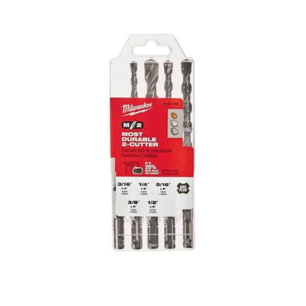 Milwaukee 2-Cutter SDS-Plus Carbide Hammer Drill Bit Set (5-Piece)