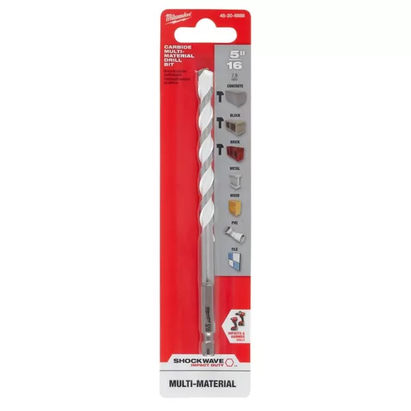 Milwaukee 5/16 in. x 4 in. x 6 in. SHOCKWAVE Carbide Multi-Material Drill Bit