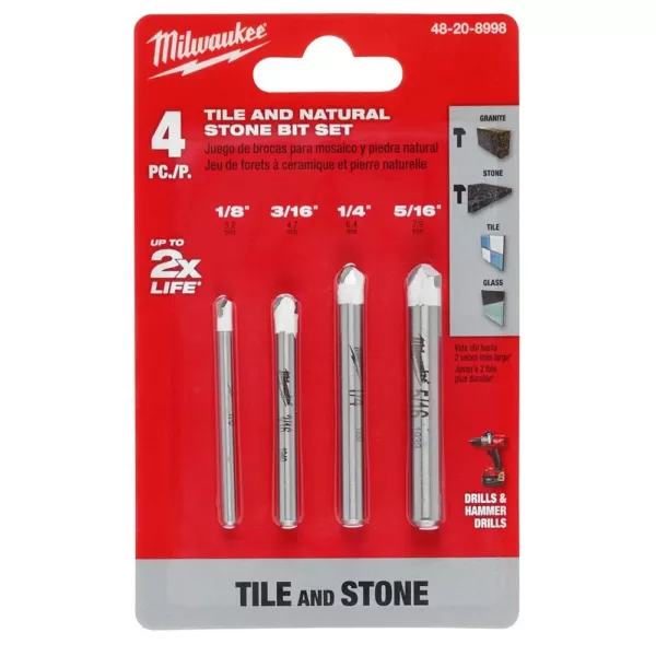 Milwaukee Carbide Natural Stone Bit Set (4-Pack)