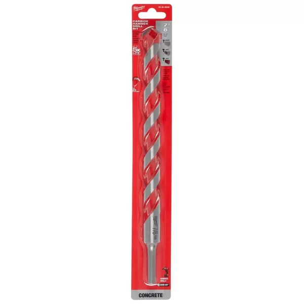 Milwaukee 7/8 in. x 10 in. x 12 in. Carbide Hammer Drill Bit for Concrete, Stone, Masonry Drilling