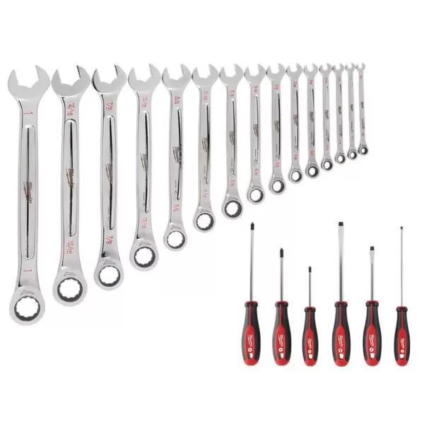 Milwaukee SAE Combination Ratcheting Mechanics Tool Set (21-Piece)