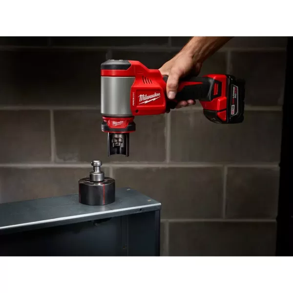 Milwaukee M18 18-Volt Lithium-Ion Cordless 1/2 in.- 4 in. Force Logic Knockout Tool Kit /W  FUEL Hammer Drill & 5.0 Ah Battery