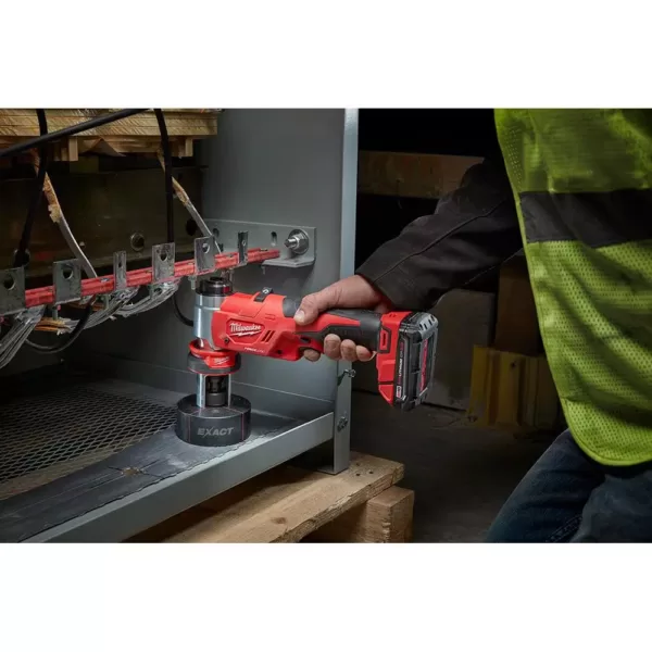 Milwaukee M18 18-Volt Lithium-Ion Cordless 1/2 in. to 4 in. Force Logic 6 Ton Knockout Tool Kit w/ Hammer Drill and Step Bits Set