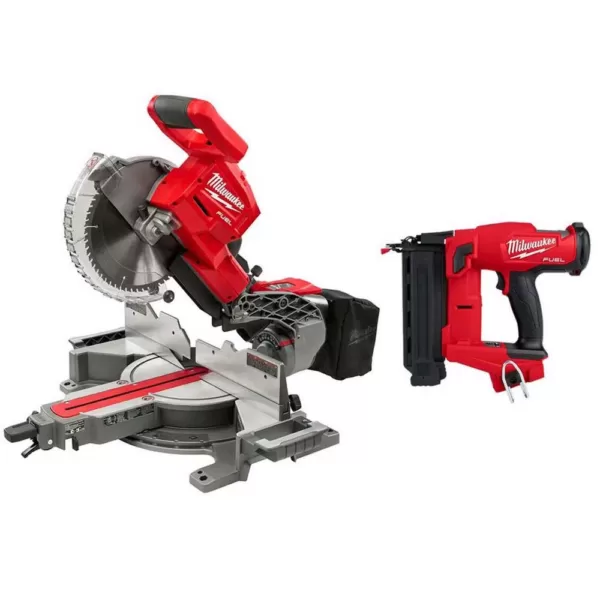 Milwaukee M18 FUEL 18-Volt Lithium-Ion Brushless 10 in. Cordless Dual Bevel Sliding Compound Miter Saw with 18-Gauge Brad Nailer