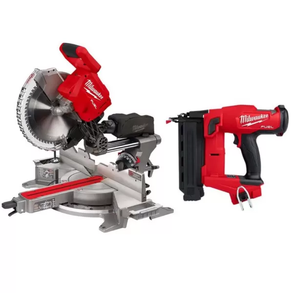 Milwaukee M18 FUEL 18-Volt Lithium-Ion Brushless 12 in. Cordless Dual Bevel Sliding Compound Miter Saw with 18-Gauge Brad Nailer