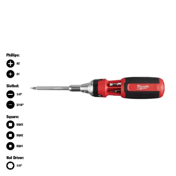 Milwaukee 9-in-1 Square Drive Ratcheting Multi-Bit Screwdriver