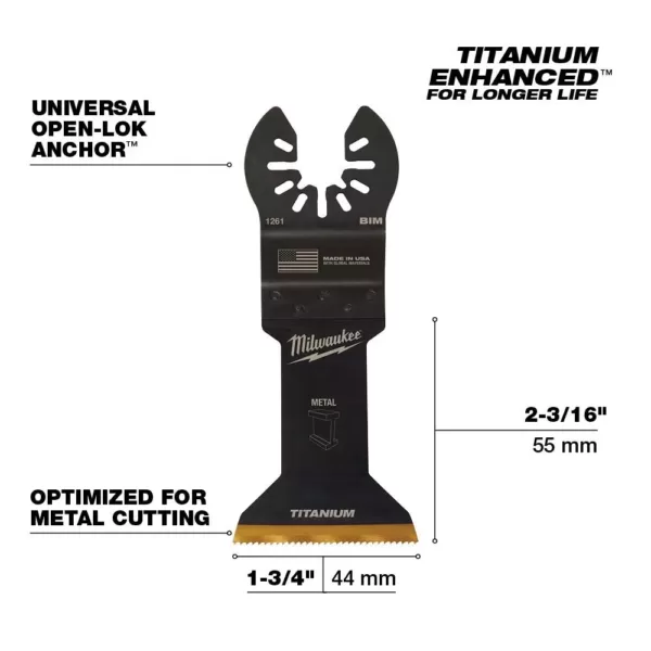 Milwaukee 1-3/4 in. Titanium Bi-Metal Universal Fit Metal Cutting Oscillating Multi-Tool Blade (10-Pack)