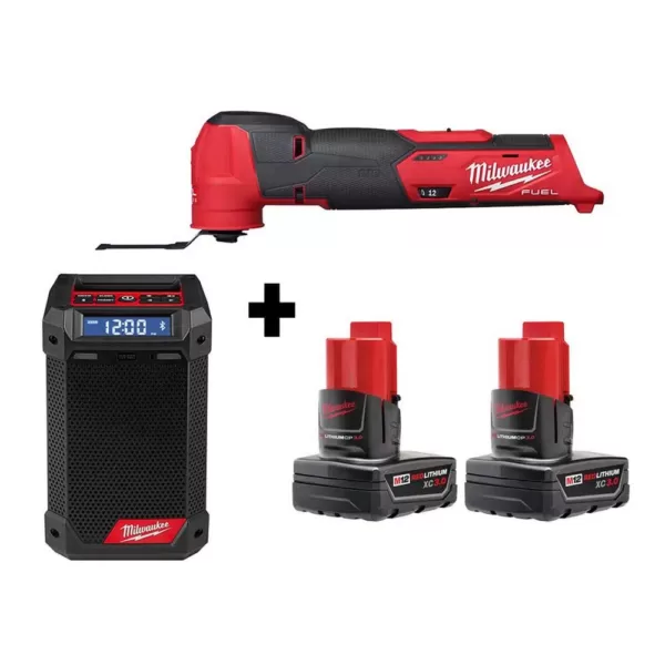 Milwaukee M12 FUEL 12-Volt Lithium-Ion Cordless Oscillating Multi-Tool and Jobsite Radio with two 3.0 Ah Batteries