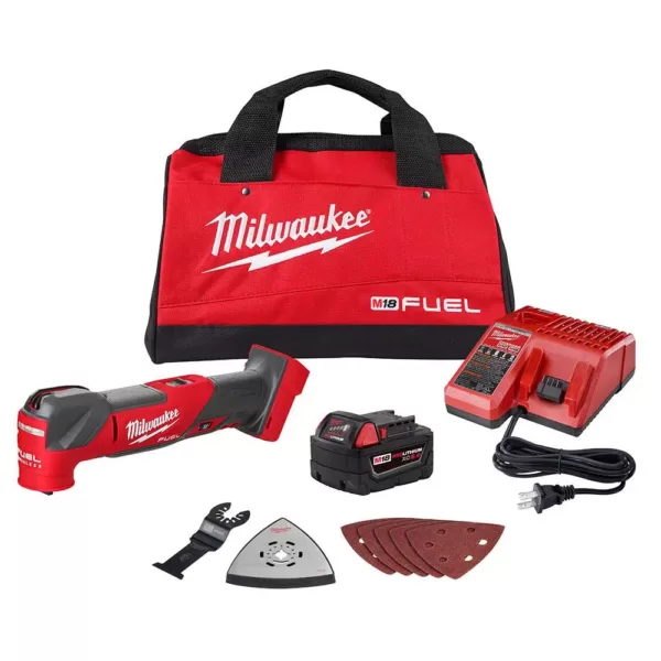 Milwaukee M18 FUEL 18-Volt Lithium-Ion Cordless Brushless Oscillating Multi-Tool Kit with one 5.0 Ah Battery, Charger and Tool Bag