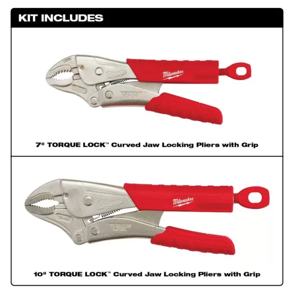 Milwaukee Torque Lock Curved Jaw Locking Pliers Set (2-Piece)