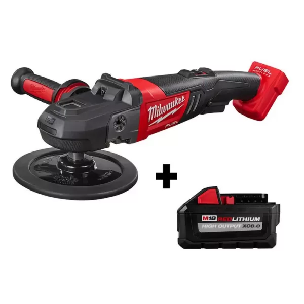 Milwaukee M18 FUEL 18-Volt Lithium-Ion Brushless Cordless 7 in. Variable Speed Polisher W/ HIGH OUTPUT XC 8.0Ah Battery