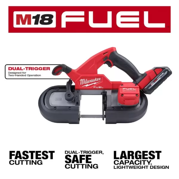 Milwaukee M18 FUEL 18-Volt Lithium-Ion Brushless Cordless Compact Dual-Trigger Bandsaw Kit with Two 3.0 Ah High Output Batteries