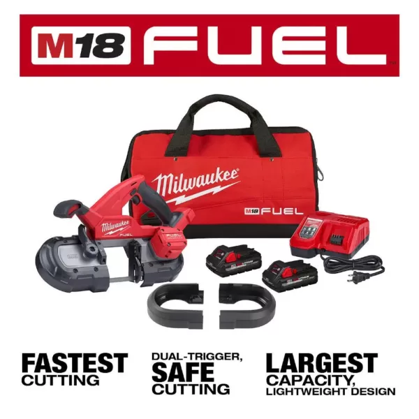 Milwaukee M18 FUEL 18-Volt Lithium-Ion Brushless Cordless Compact Dual-Trigger Bandsaw Kit with Two 3.0 Ah High Output Batteries