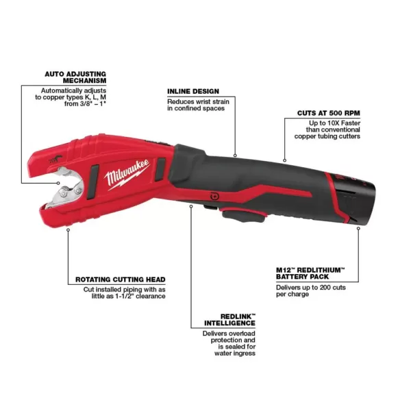 Milwaukee M12 12-Volt Lithium-Ion Cordless Copper Tubing Cutter (Tool-Only)