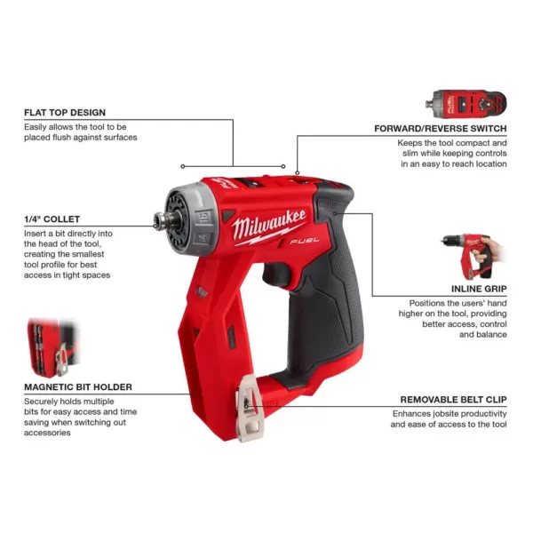 Milwaukee M12 FUEL 12-Volt Lithium-Ion Brushless Cordless 4-in-1 Installation 3/8 in. Drill Driver and Multi-Tool Set (Tool-Only)