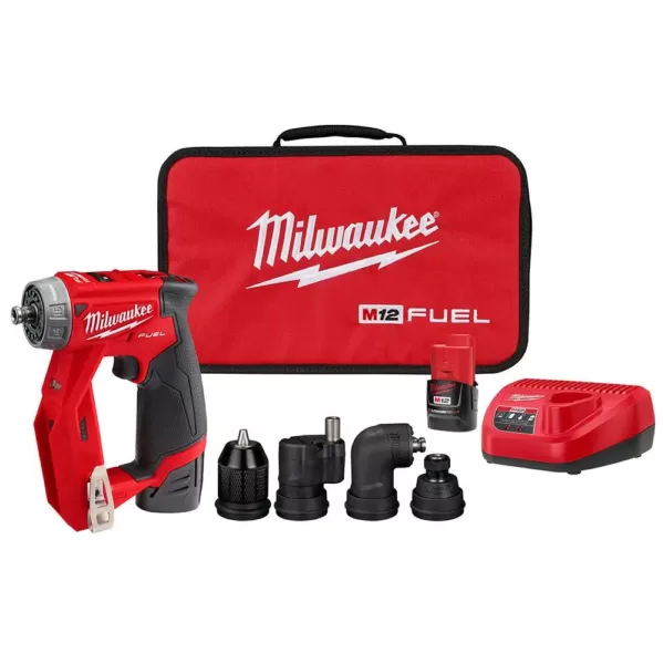 Milwaukee M12 FUEL 12-Volt Lithium-Ion Brushless Cordless 4-in-1 Installation 3/8 in. Drill Driver Kit with M12 Hackzall