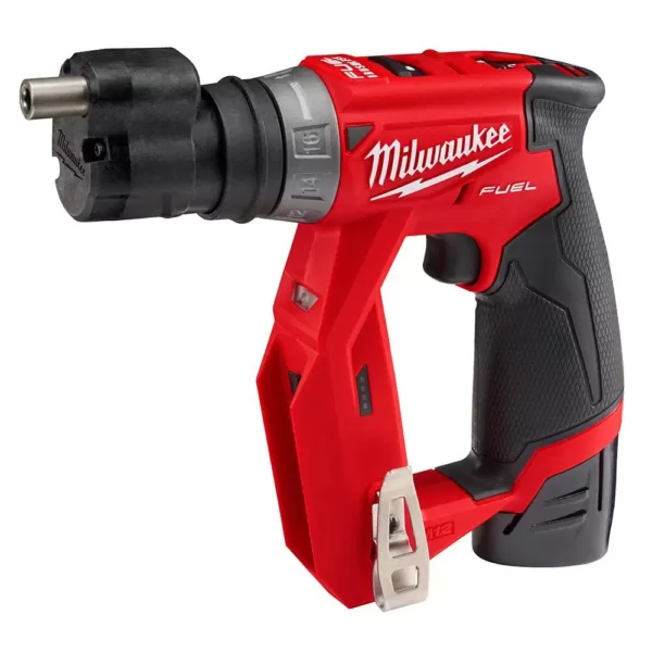 Milwaukee M12 FUEL 12-Volt Lithium-Ion Brushless Cordless 4-in-1 Installation 3/8 in. Drill Driver Kit W/ M12 3/8 in. Ratchet