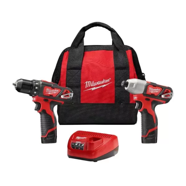 Milwaukee M12 12-Volt Lithium-Ion Cordless Drill Driver/Impact Driver Combo Kit (2-Tool) w/(2) 1.5Ah Batteries, Charger, Tool Bag