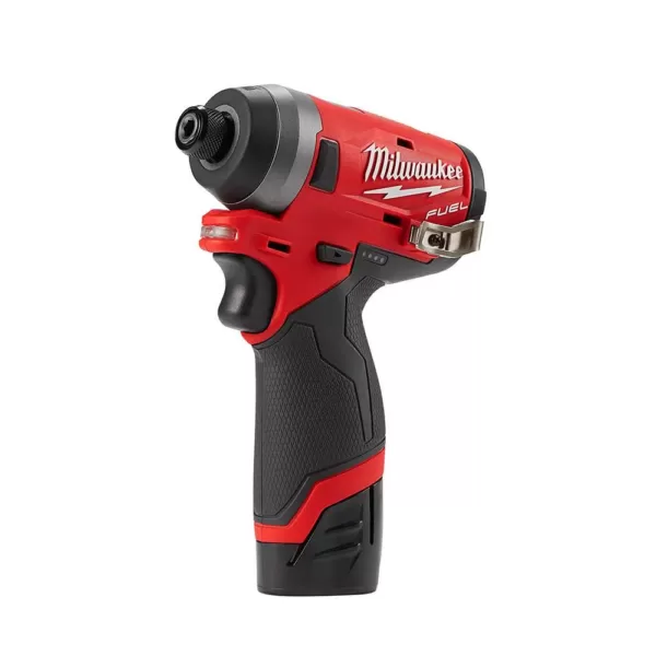 Milwaukee M12 FUEL 12-Volt Li-Ion Brushless Cordless Hammer Drill and Impact Driver Combo Kit (2-Tool) W/  LED Flood Light