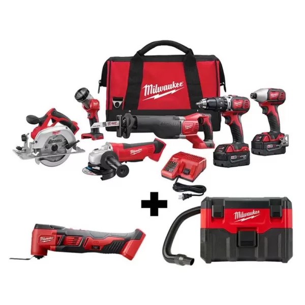 Milwaukee M18 18-Volt Lithium-Ion Cordless Combo Tool Kit (6-Tool) w/ Wet/Dry Vacuum and Oscillating Multi-Tool