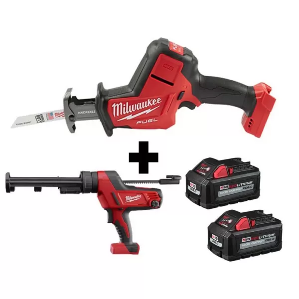 Milwaukee M18 FUEL 18-Volt Lithium-Ion Brushless Cordless HACKZALL Reciprocating Saw & M18 Caulk Gun with Two M18 6.0Ah Batteries