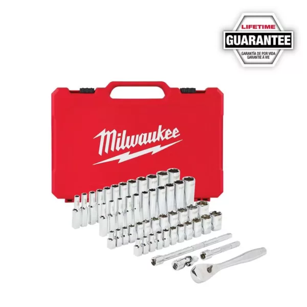 Milwaukee 1/4 in. Drive SAE/Metric Ratchet and Socket Mechanics Tool Set (50-Piece)