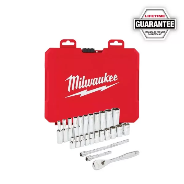 Milwaukee 1/4 in. Drive SAE Ratchet and Socket Mechanics Tool Set (26-Piece)