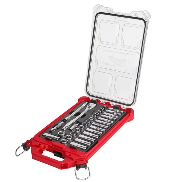 Milwaukee 3/8 in. Drive SAE/Metric Ratchet and Socket Mechanics Tool Set with PACKOUT Case (60-Piece)