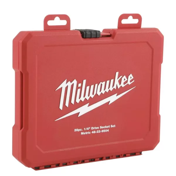 Milwaukee 1/4 in. Drive Metric Ratchet and Socket Mechanics Tool Set (28-Piece)