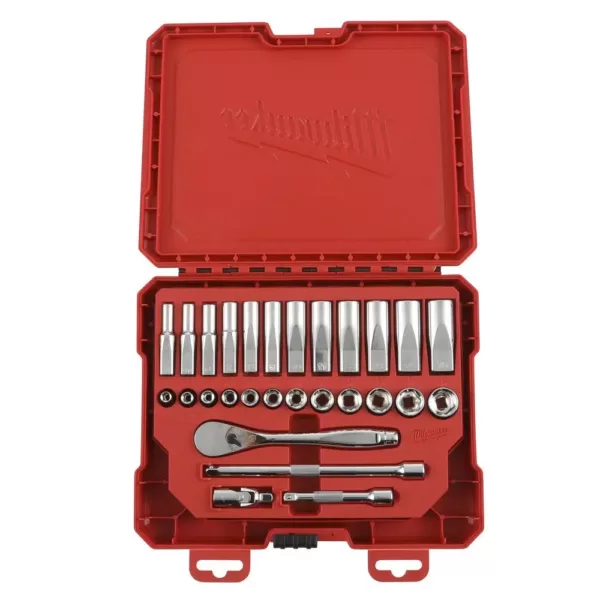 Milwaukee 1/4 in. Drive Metric Ratchet and Socket Mechanics Tool Set (28-Piece)