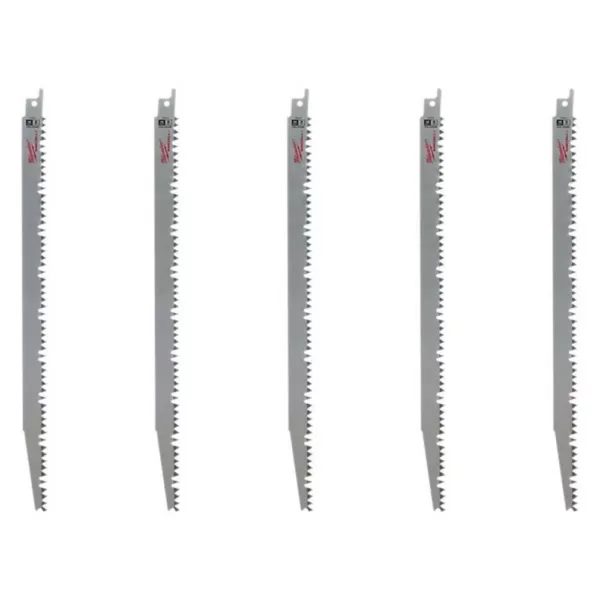 Milwaukee 12 in. 5 TPI Pruning SAWZALL Reciprocating Saw Blades (5-Pack)