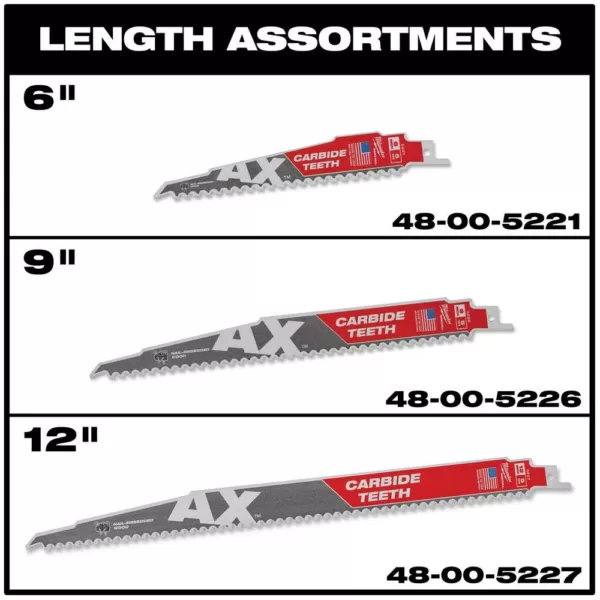 Milwaukee 9 in. 5 TPI AX Carbide Teeth Demo Nail Embedded Wood Cutting SAWZALL Reciprocating Saw Blade (1-Pack)